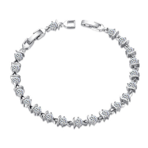 Exquisite New 18k White Gold Plated Silver Tennis Bracelet