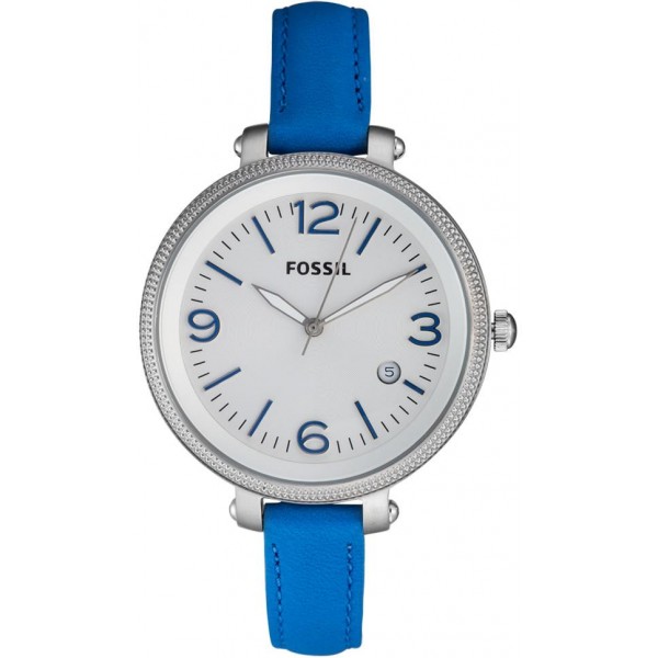 Fossil Heather Three Hand Leather Watch Blue
