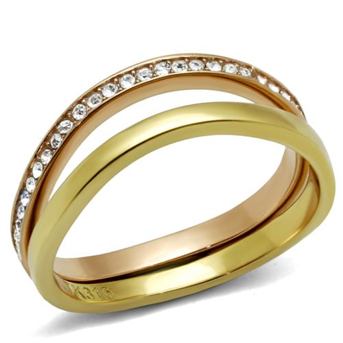 ... 18K YELLOW AND ROSE GOLD PLATED SIMULATED DIAMOND WEDDING RING SET