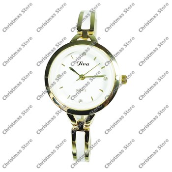 Ladies Bracelet Watch Gold White Strap with White Face